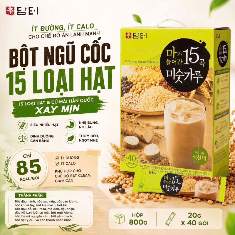 Bột ngũ cốc 15 loại hạt Damtuh Hàn Quốc